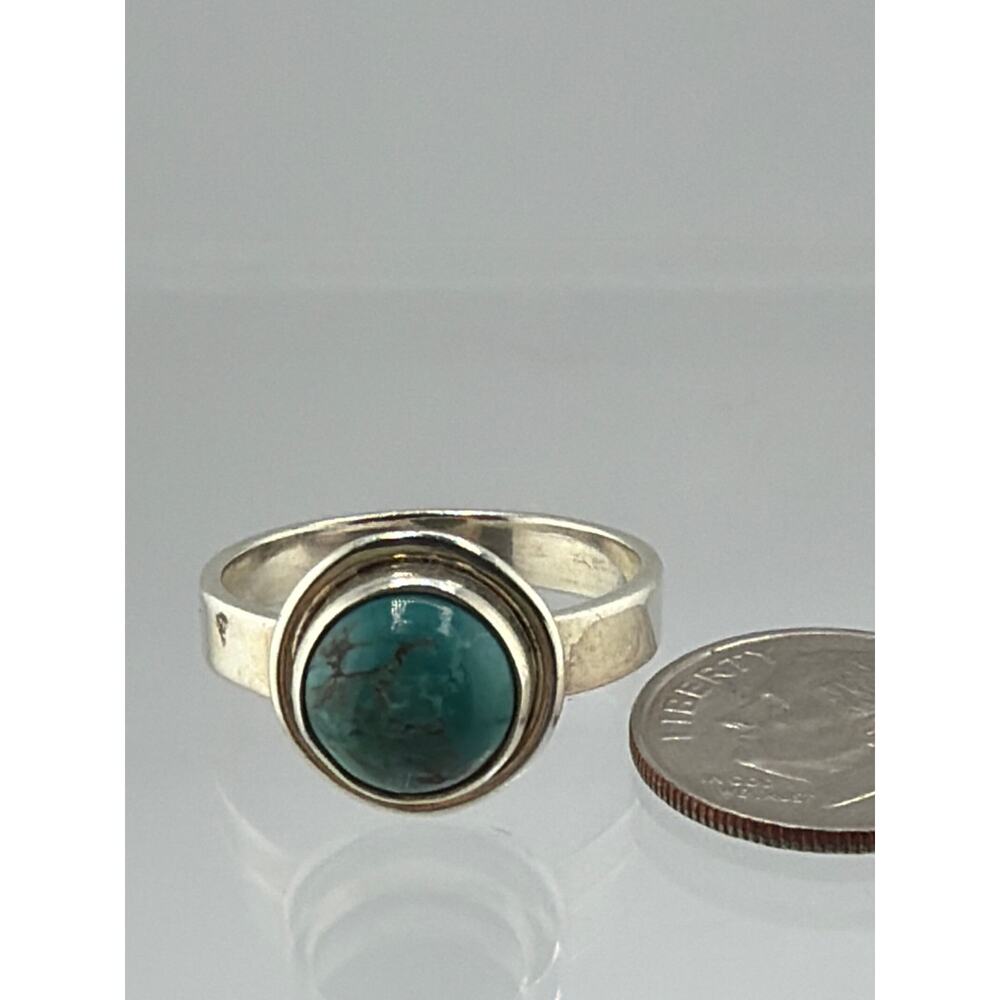 Blue Green Turquoise Sterling Silver Ring Artisan Jewelry 8.5 - Picture 3 of 6